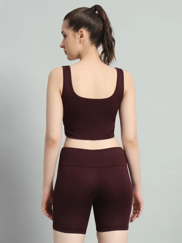 Wine_Top_And_Bikerbabe_Shorts_Cord_Set_For_Women_&_Girls