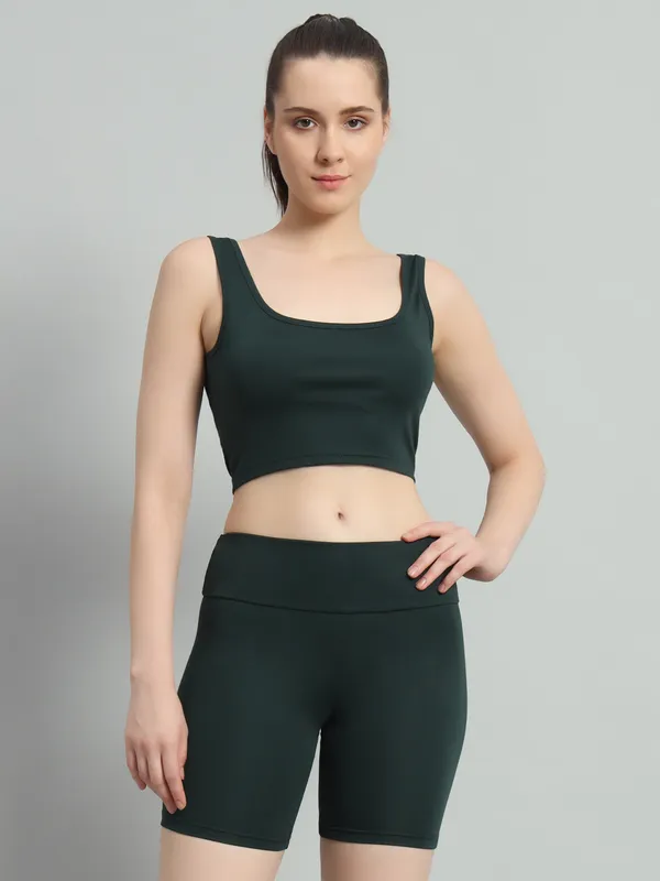 Bottle_Green_Sunny_Top_And_Bikerbabe_Shorts_Cord_Set_For_Women_&_Girls