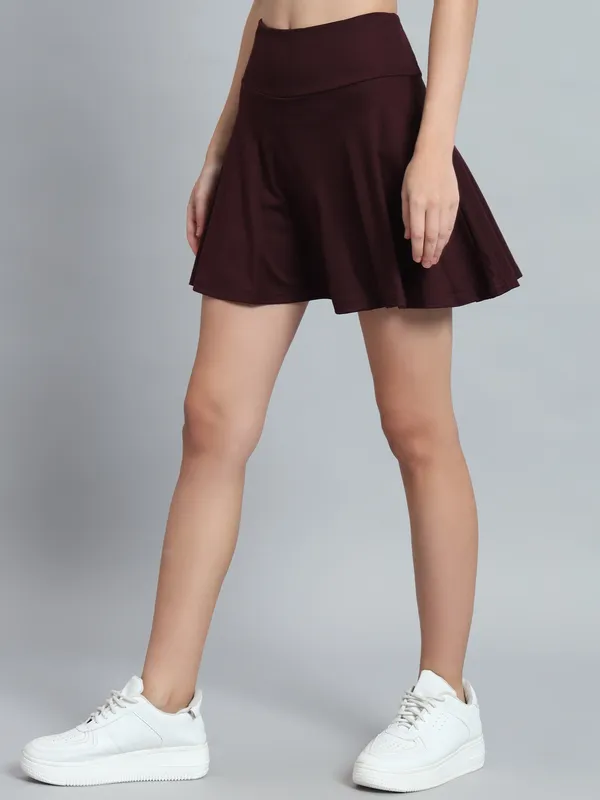 Wine_Mini_Flare_With_Inner_Short_Mini_Skirt_For_Women_&_Girls