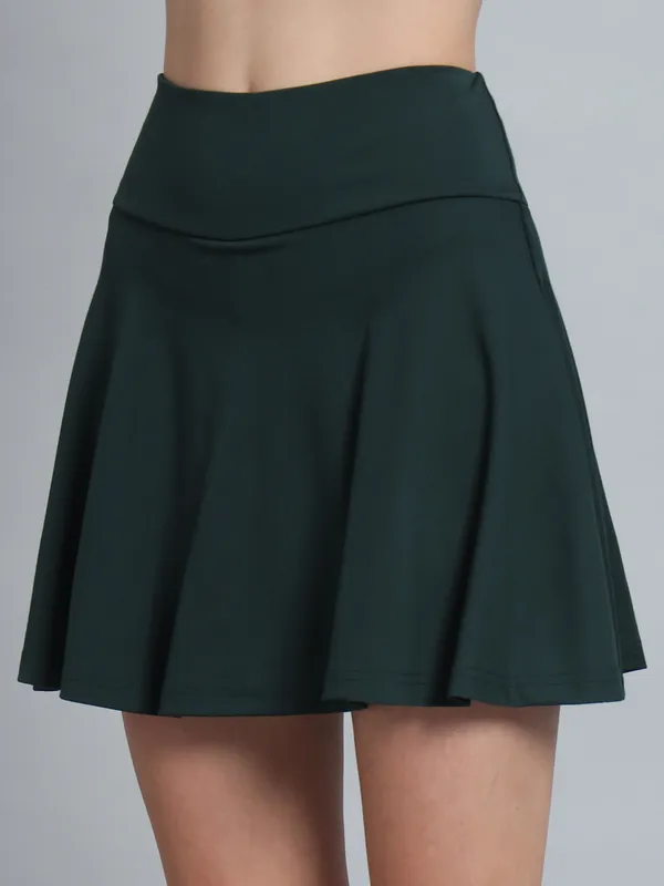 Bottle_Green_Mini_Flare_With_Inner_Short_Mini_Skirt_For_Women_&_Girls