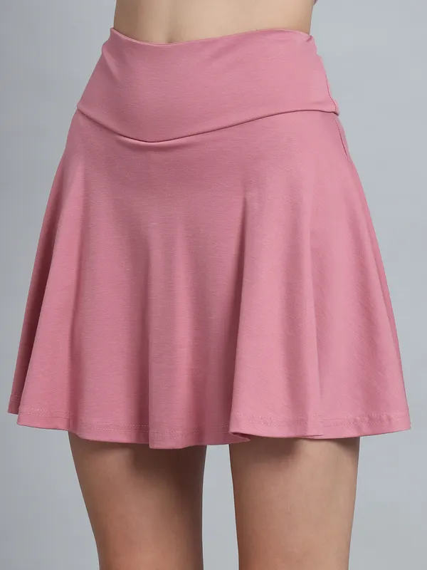 Light_Pink_Mini_Flare_With_Inner_Short_Mini_Skirt_For_Women_&_Girls
