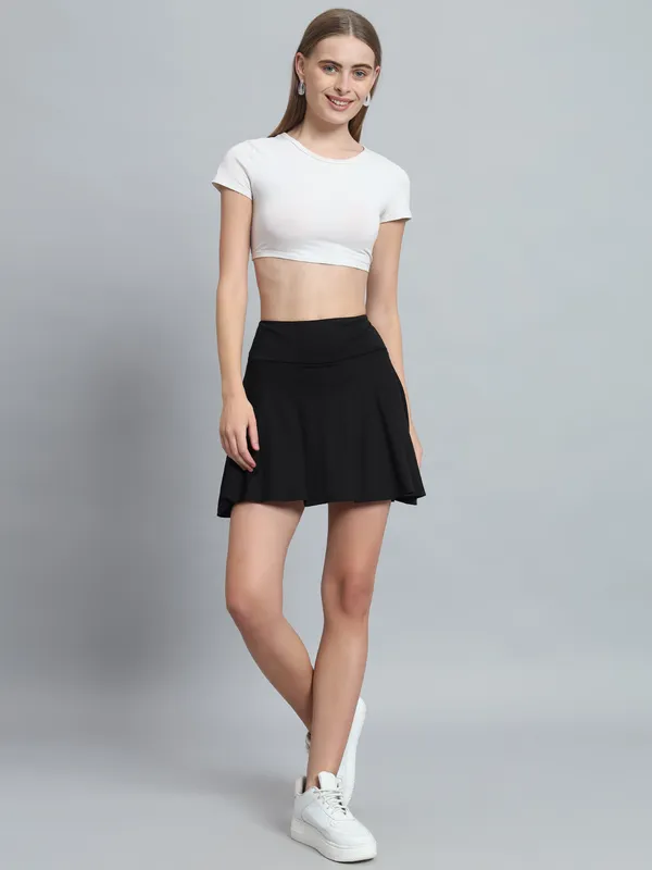 Black_Mini_Flare_With_Inner_Short_Mini_Skirt_For_Women_&_Girls