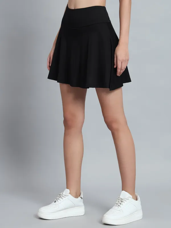 Black_Mini_Flare_With_Inner_Short_Mini_Skirt_For_Women_&_Girls