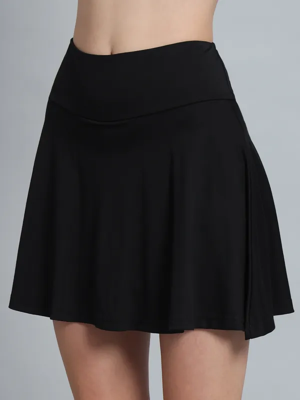 Black_Mini_Flare_With_Inner_Short_Mini_Skirt_For_Women_&_Girls