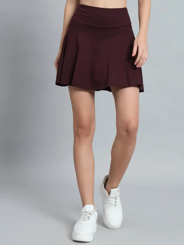 Wine_Mini_Flare_With_Inner_Short_Mini_Skirt_For_Women_&_Girls