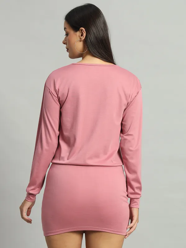Light_Pink_Cotton_Blend_Solid_Shift_Dress_For_Women_&_Girls
