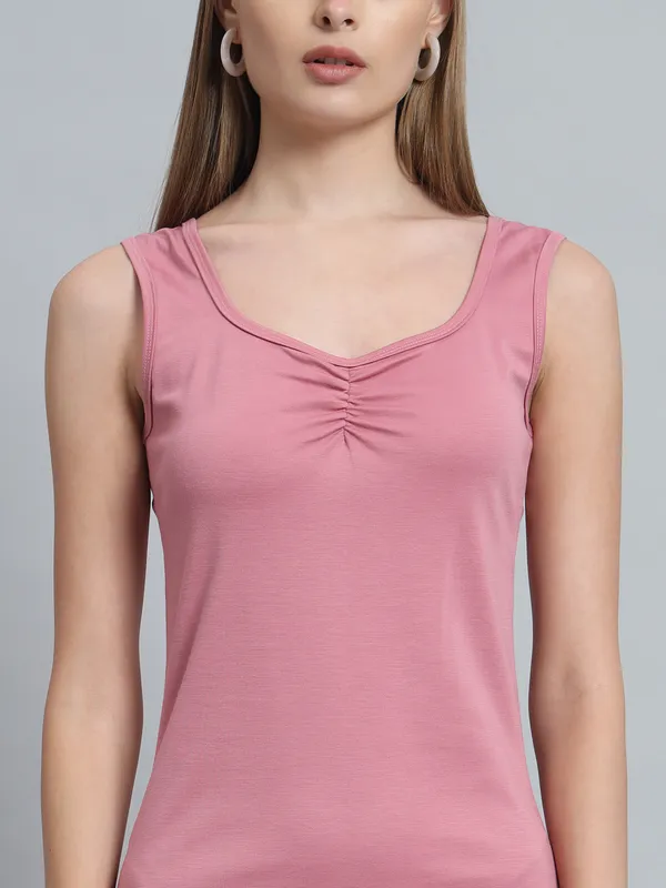 Light_Pink_Cotton_Blend_Solid_Straight_Fit_Midi_Length_Dress_For_Women_&_Girls