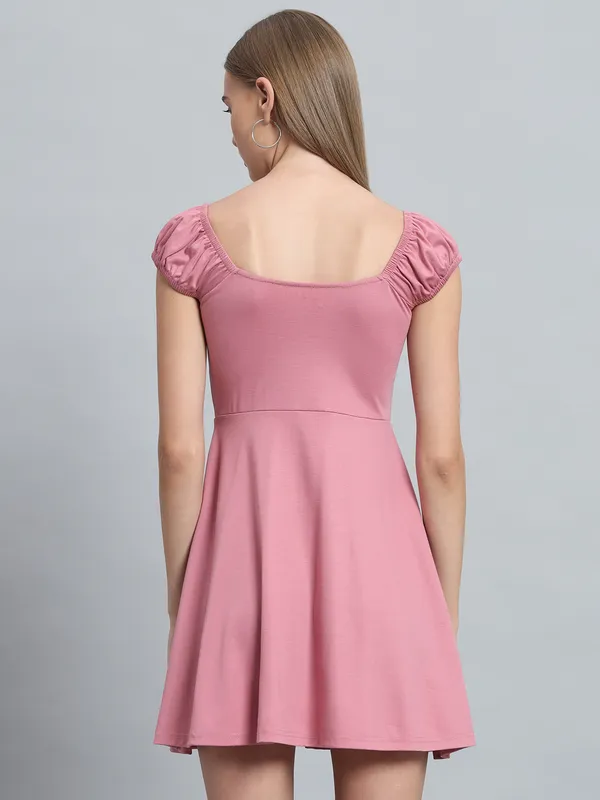 Light_Pink_Cotton_Blend_Midi_Length_Dress_For_Women_&_Girls