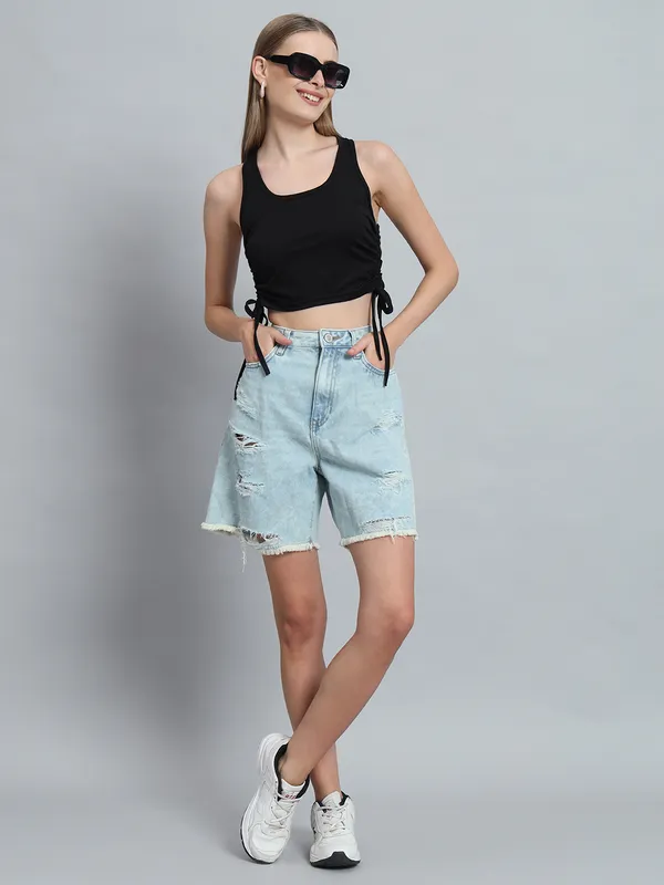 Black_Deep_U-Neck_Sleeveless_Crop_Top_For_Women_&_Girls