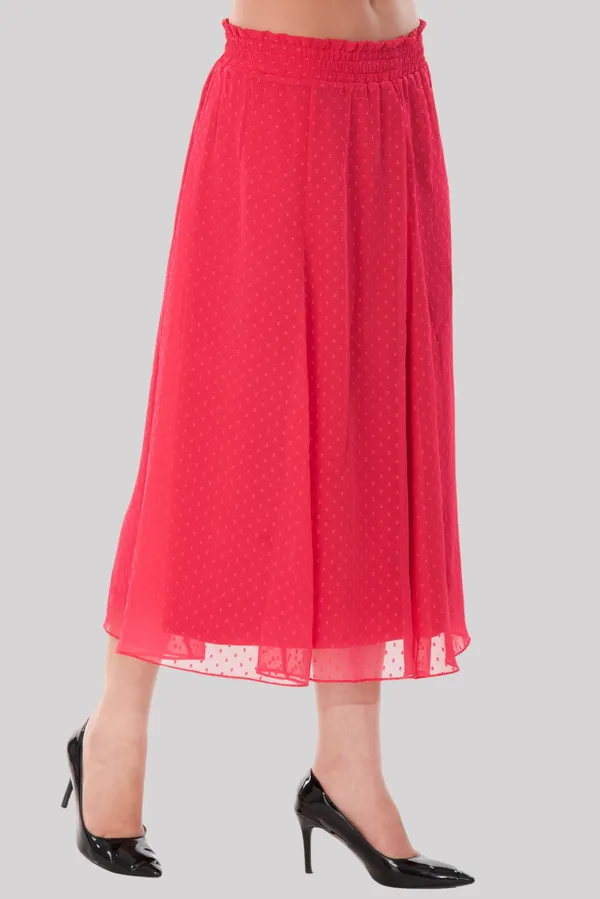 Peach_Georgette_Midi_Length_A-Line_Skirt_For_Women_&_Girls