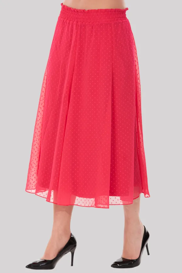 Peach_Georgette_Midi_Length_A-Line_Skirt_For_Women_&_Girls