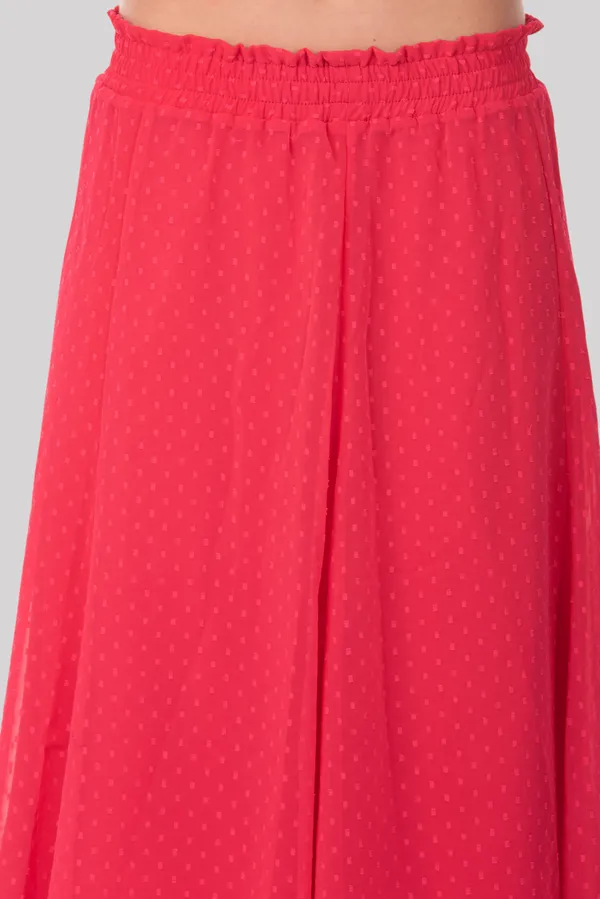 Peach_Georgette_Midi_Length_A-Line_Skirt_For_Women_&_Girls