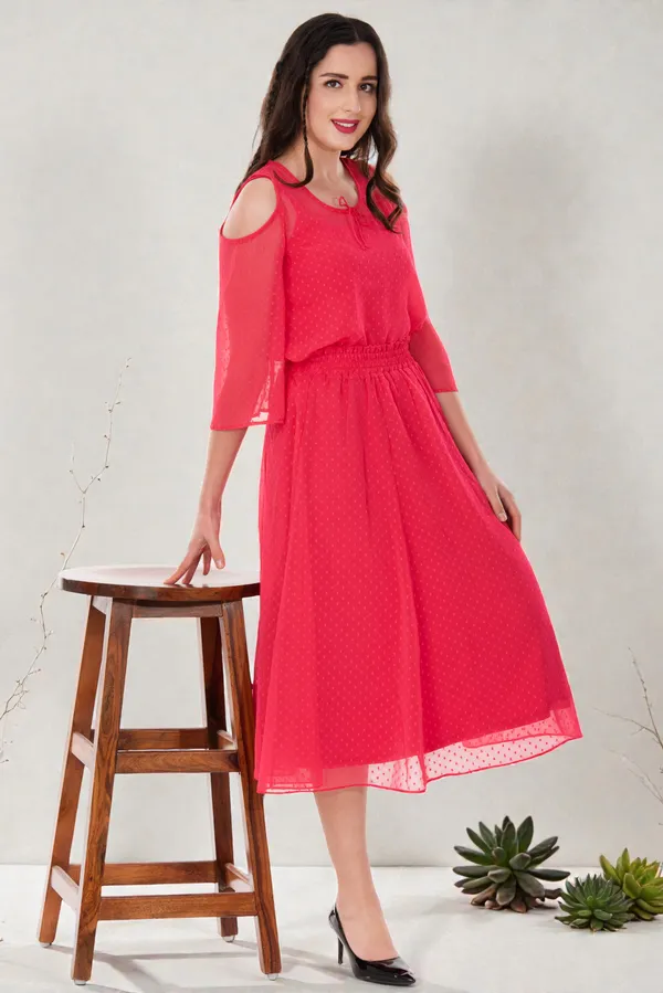 Peach_Georgette_Midi_Length_A-Line_Skirt_For_Women_&_Girls