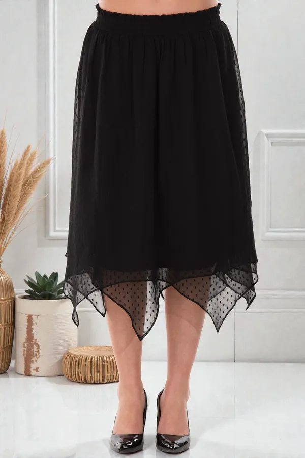 Black_Handkerchief_Bottom_Midi_Length_Skirt_For_Women_&_Girls