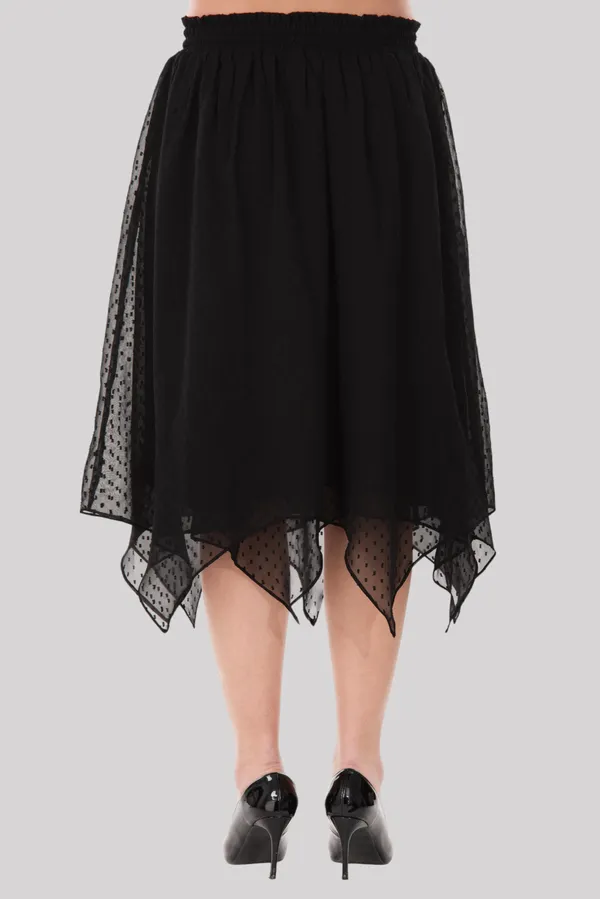 Black_Handkerchief_Bottom_Midi_Length_Skirt_For_Women_&_Girls
