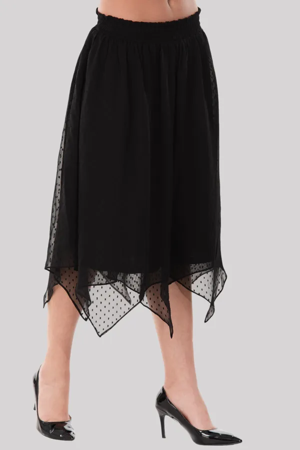 Black_Handkerchief_Bottom_Midi_Length_Skirt_For_Women_&_Girls