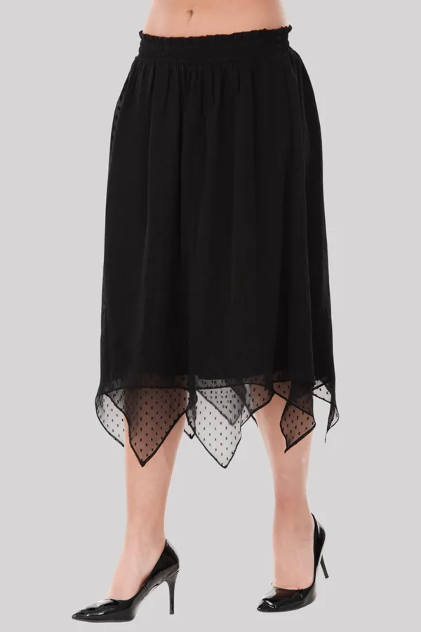 Black_Handkerchief_Bottom_Midi_Length_Skirt_For_Women_&_Girls