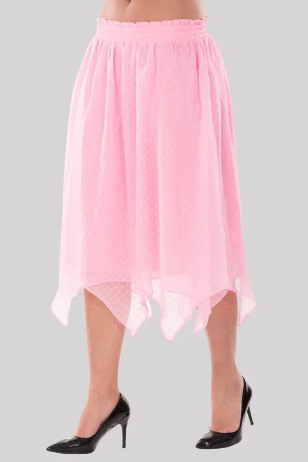 Baby_Pink_Handkerchief_Bottom_Midi_Length_Skirt_For_Women_&_Girls