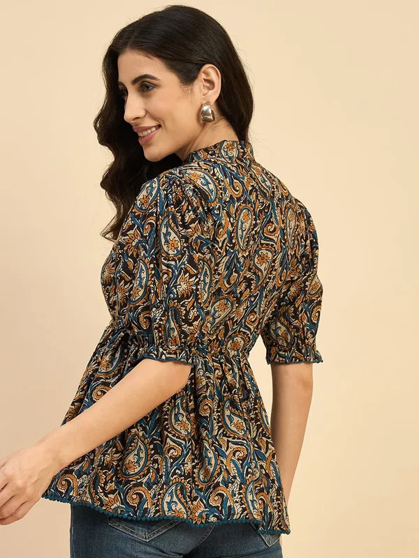 Women_Ethnic_Printed_Mandarin_Collar_Cotton_Top