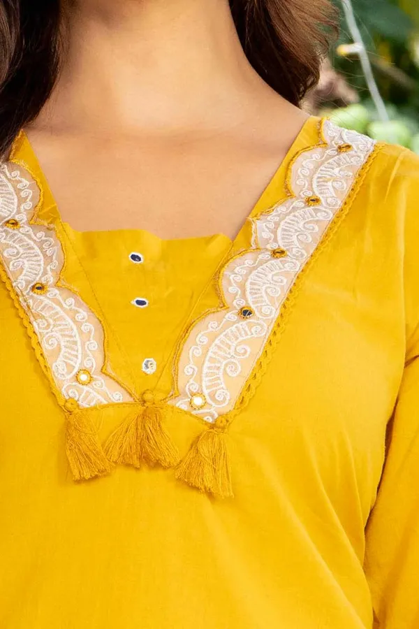 Yellow_embroidery_cotton_kurta_and_pant_set_