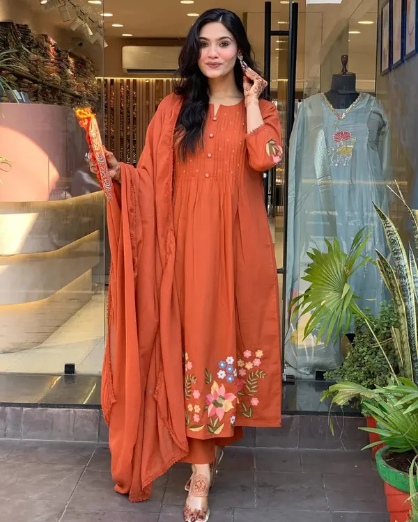 bm_orange_cottan_kurta_set