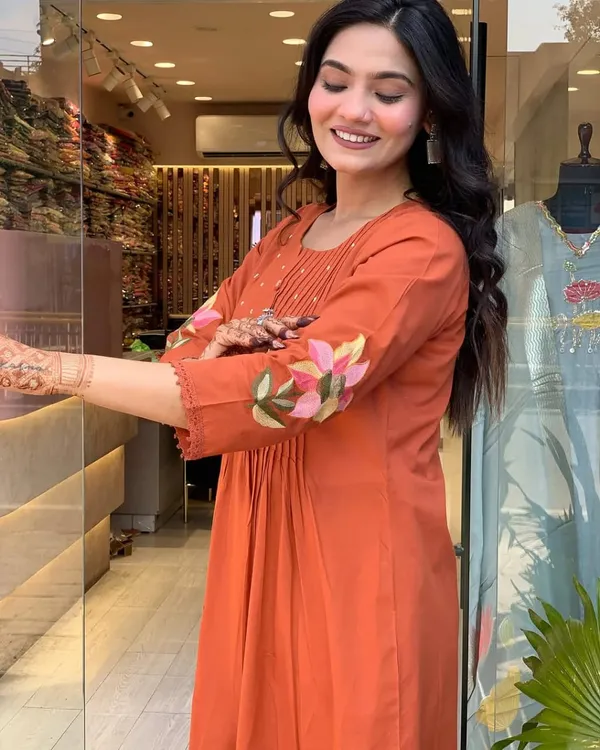 bm_orange_cottan_kurta_set