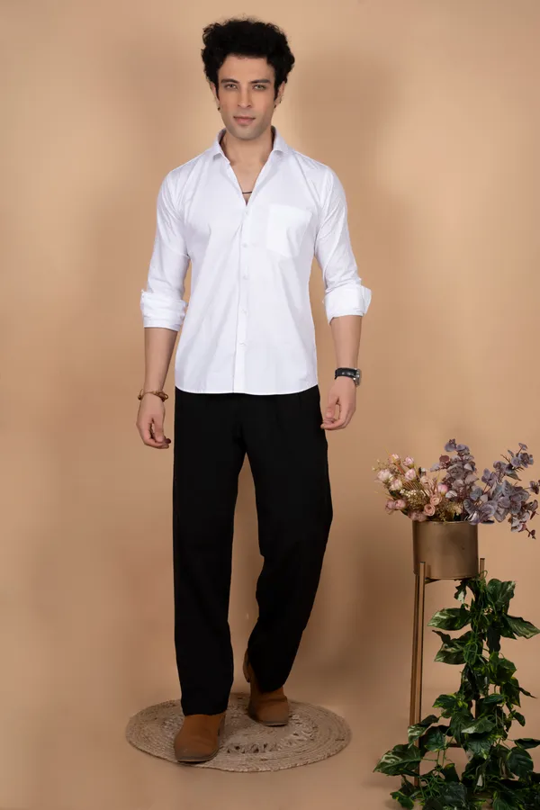 White_Premium_Giza_Cutway_Collar_Full_Sleeves_Shirts_For_Men
