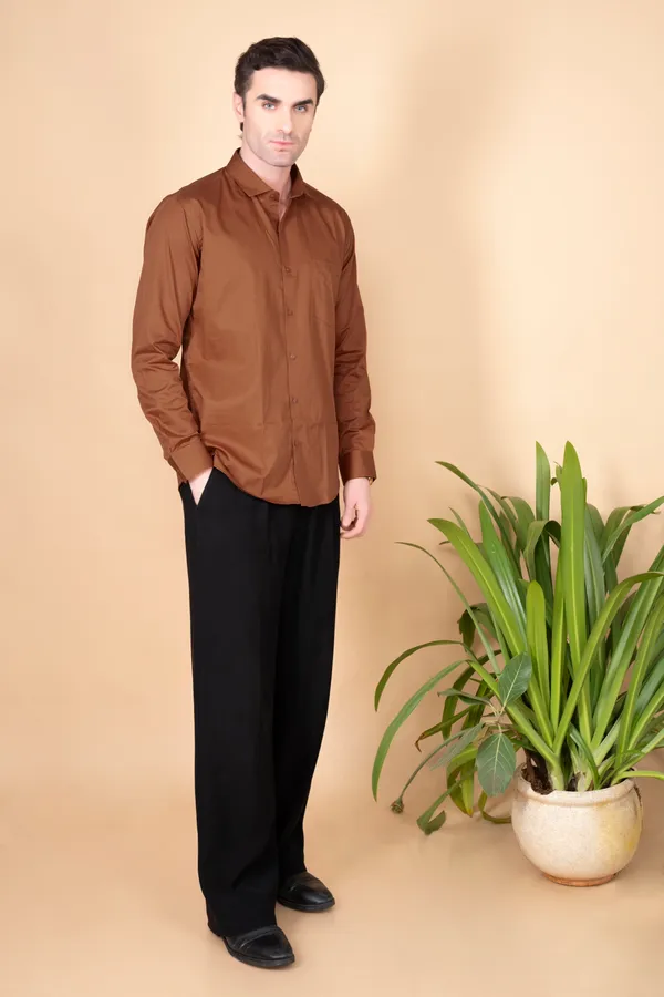 Rust_Cotton_Cutway_Collar_Full_Sleeves_Shirts_For_Men