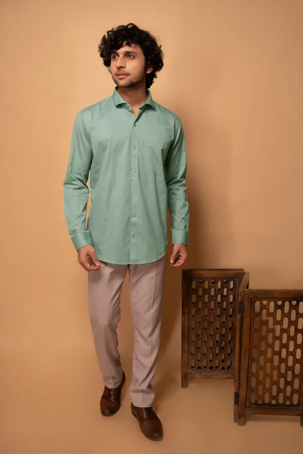 Pista_Green_Cotton_Cutway_Collar_Full_Sleeves_Shirts_For_Men