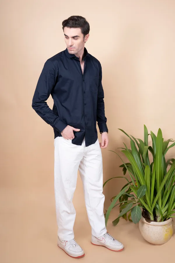Navy_Blue_Cotton_Cutway_Collar_Full_Sleeves_Shirts_For_Men