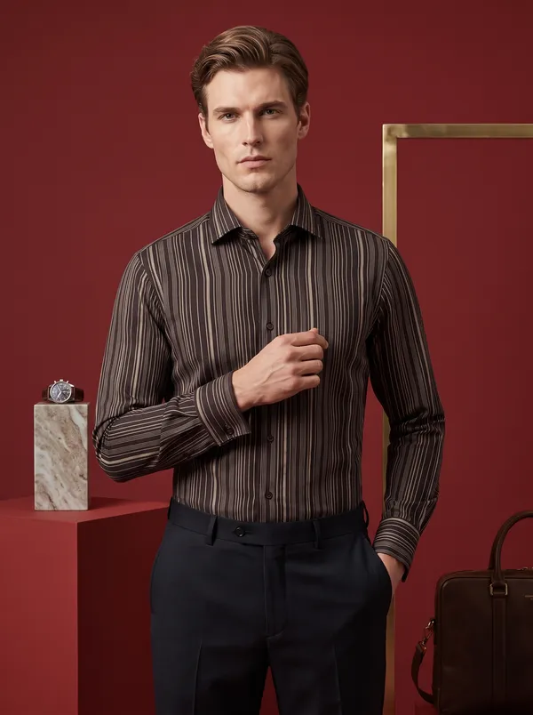 Multi_Colour_Giza_Cotton_Stripes_Slim_Fit_Shirts_For_Men