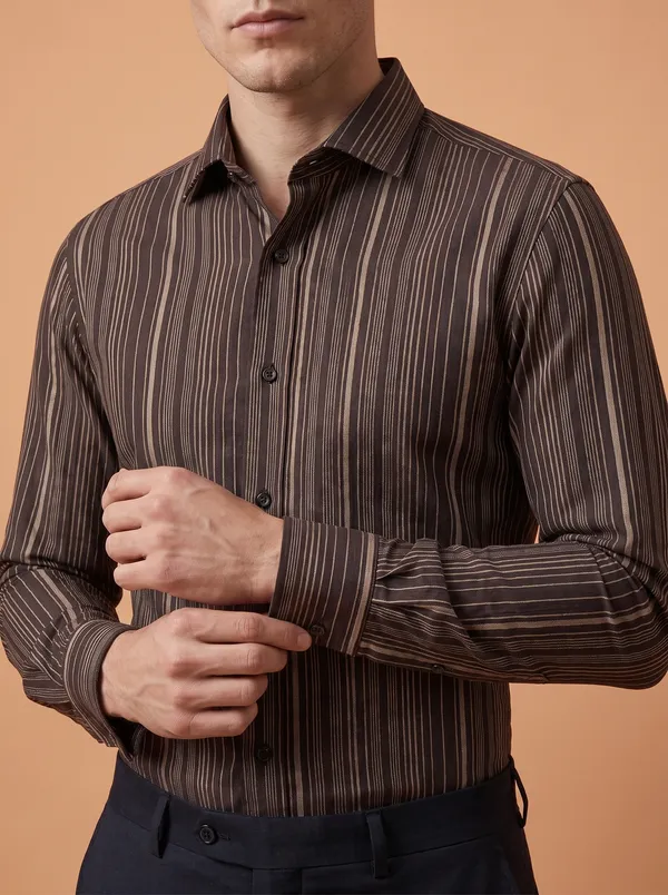Multi_Colour_Giza_Cotton_Stripes_Slim_Fit_Shirts_For_Men