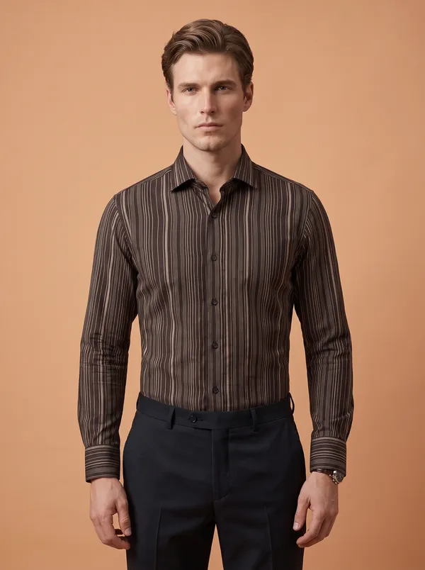 Multi_Colour_Giza_Cotton_Stripes_Slim_Fit_Shirts_For_Men