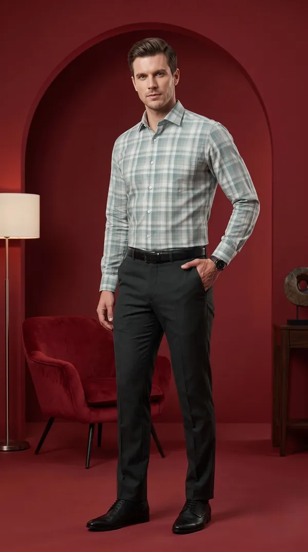 Multi_Colour_Giza_Cotton_Checks_Slim_Fit_Shirts_For_Men