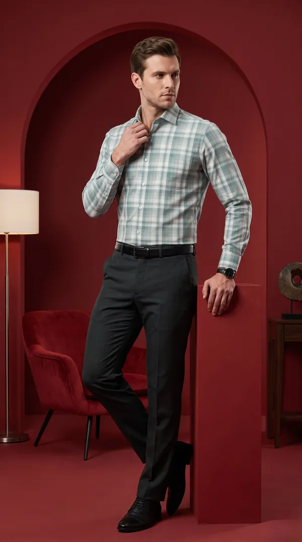 Multi_Colour_Giza_Cotton_Checks_Slim_Fit_Shirts_For_Men