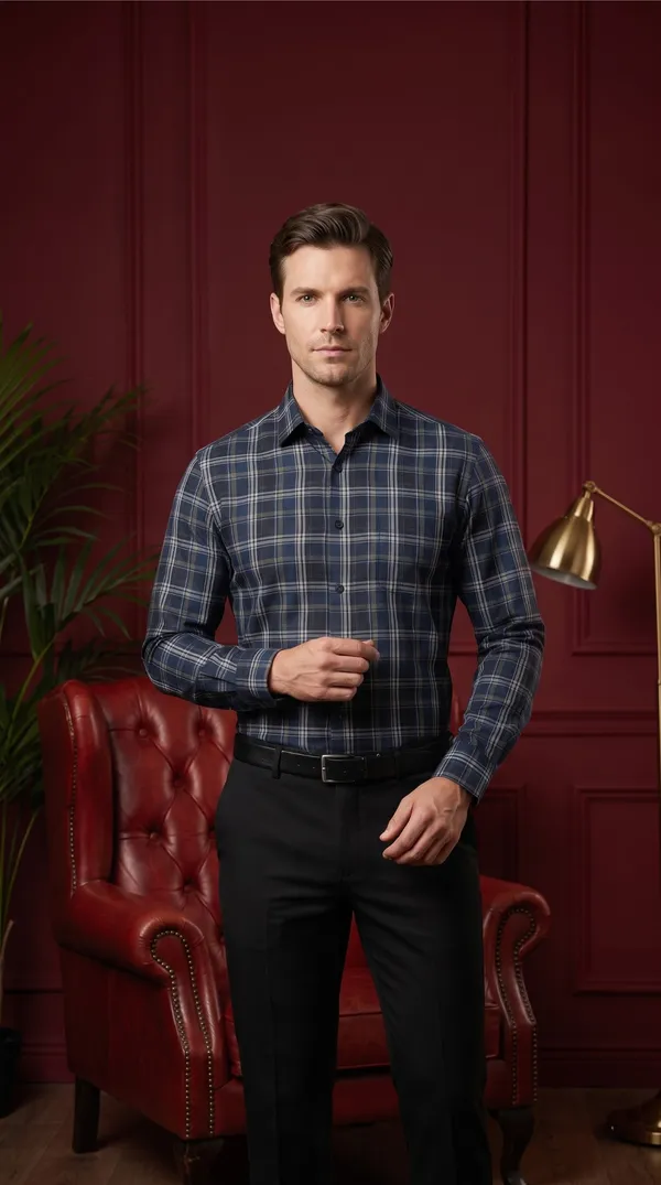 Multi_Colour_Giza_Cotton_Checks_Slim_Fit_Shirts_For_Men
