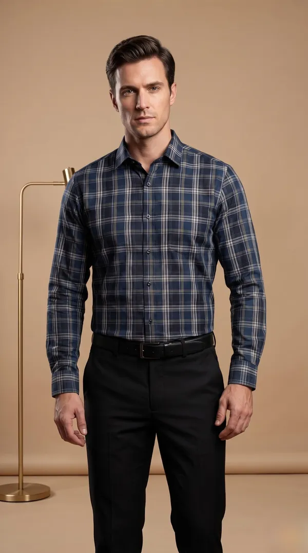 Multi_Colour_Giza_Cotton_Checks_Slim_Fit_Shirts_For_Men