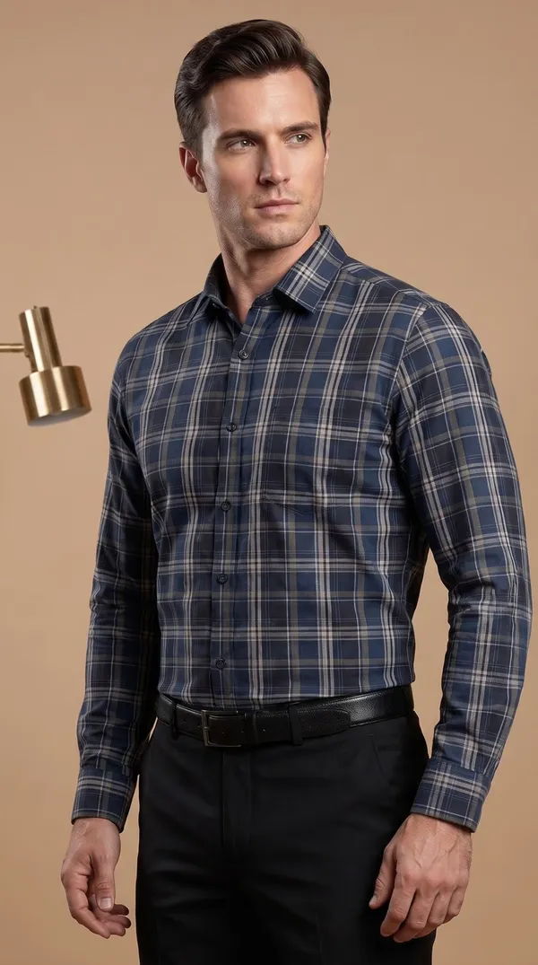 Multi_Colour_Giza_Cotton_Checks_Slim_Fit_Shirts_For_Men
