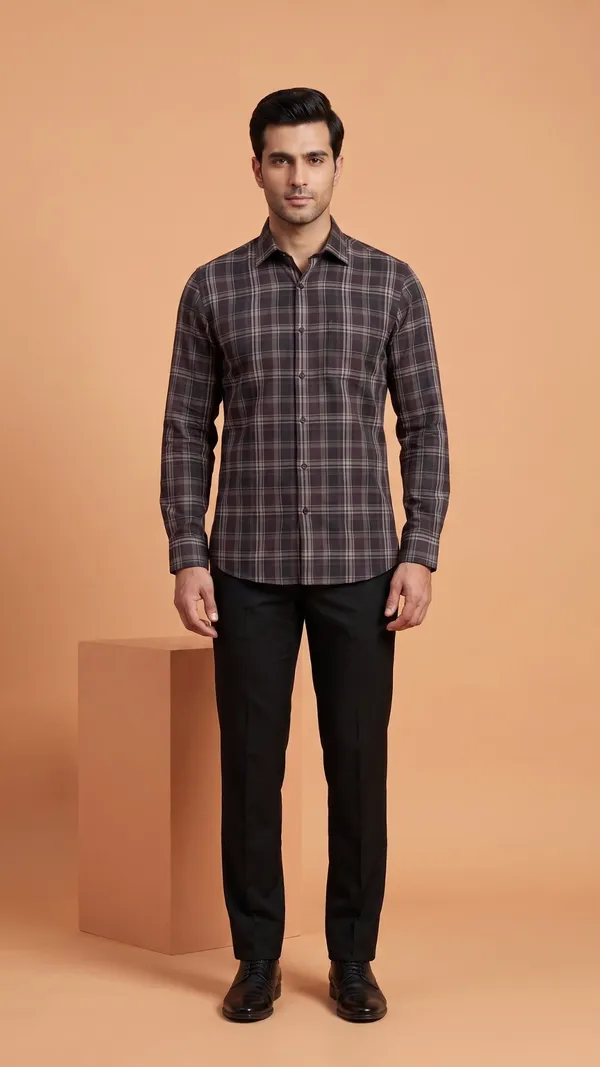 Multi_Colour_Giza_Cotton_Checks_Slim_Fit_Shirts_For_Men