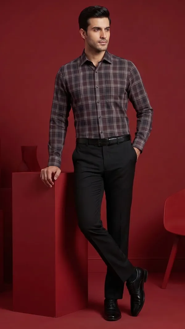 Multi_Colour_Giza_Cotton_Checks_Slim_Fit_Shirts_For_Men