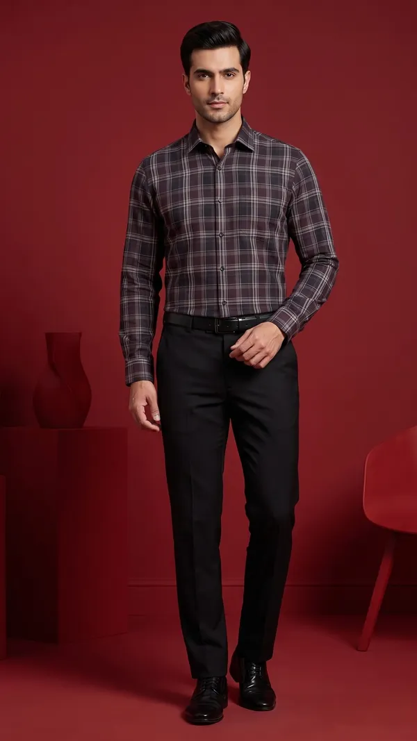 Multi_Colour_Giza_Cotton_Checks_Slim_Fit_Shirts_For_Men