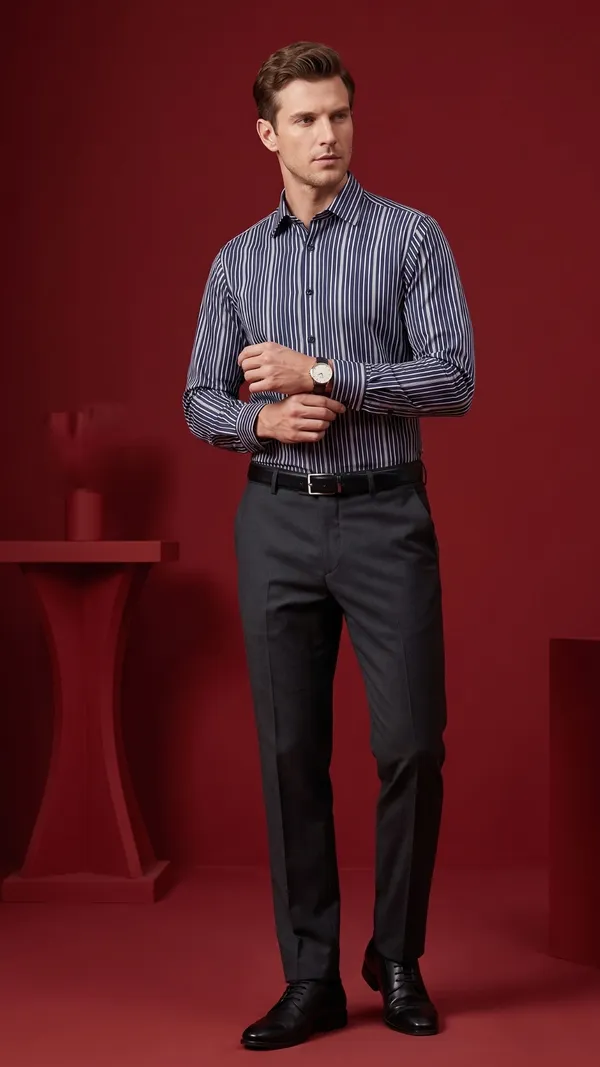 Multi_Colour_Giza_Cotton_Stripes_Slim_Fit_Shirts_For_Men