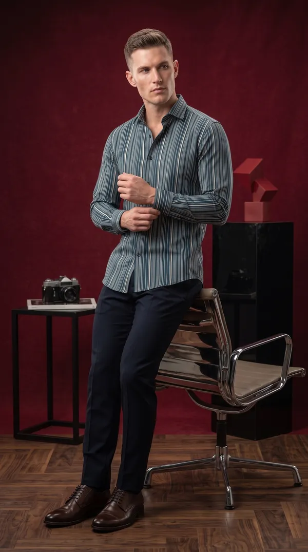 Multi_Colour_Giza_Cotton_Stripes_Slim_Fit_Shirts_For_Men