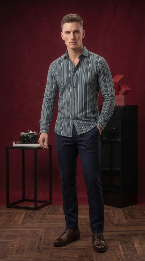 Multi_Colour_Giza_Cotton_Stripes_Slim_Fit_Shirts_For_Men