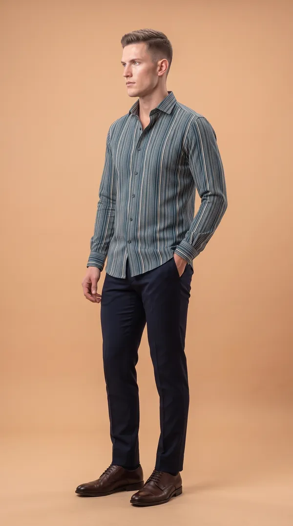 Multi_Colour_Giza_Cotton_Stripes_Slim_Fit_Shirts_For_Men