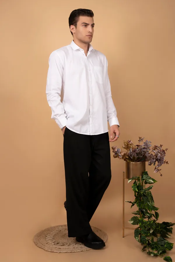 White_Premium_Giza_Cutway_Collar_Full_Sleeves_Shirts_For_Men