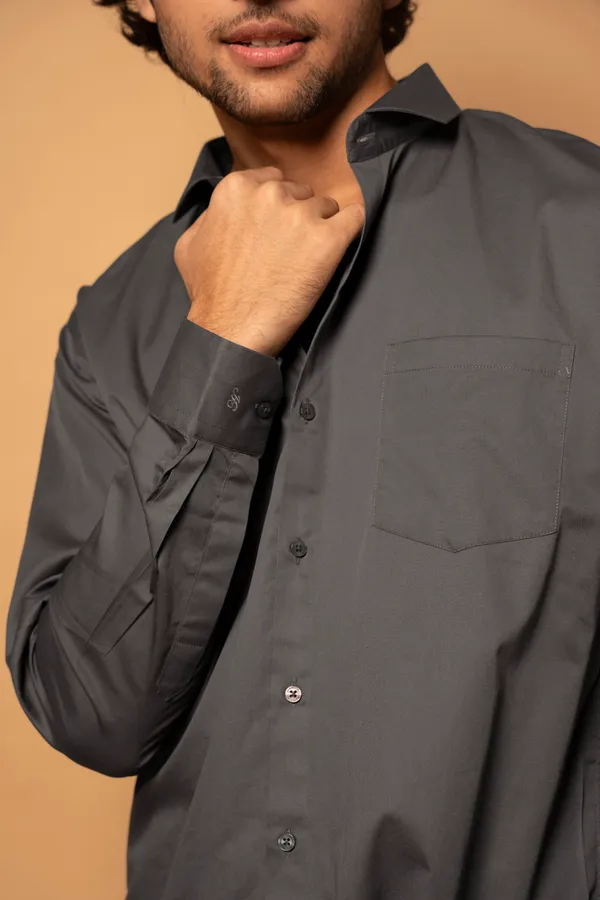 Dark_Grey_Cotton_Cutway_Collar_Full_Sleeves_Shirts_For_Men