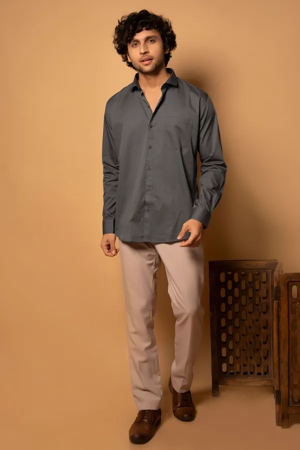 Dark_Grey_Cotton_Cutway_Collar_Full_Sleeves_Shirts_For_Men