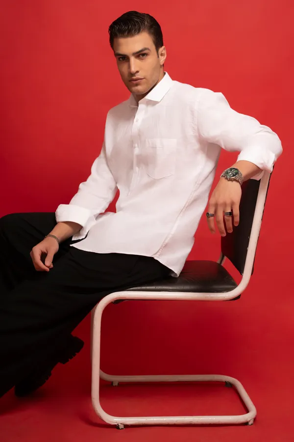 White_Premium_Cotton_Cutway_Collar_Full_Sleeves_Shirts_For_Men