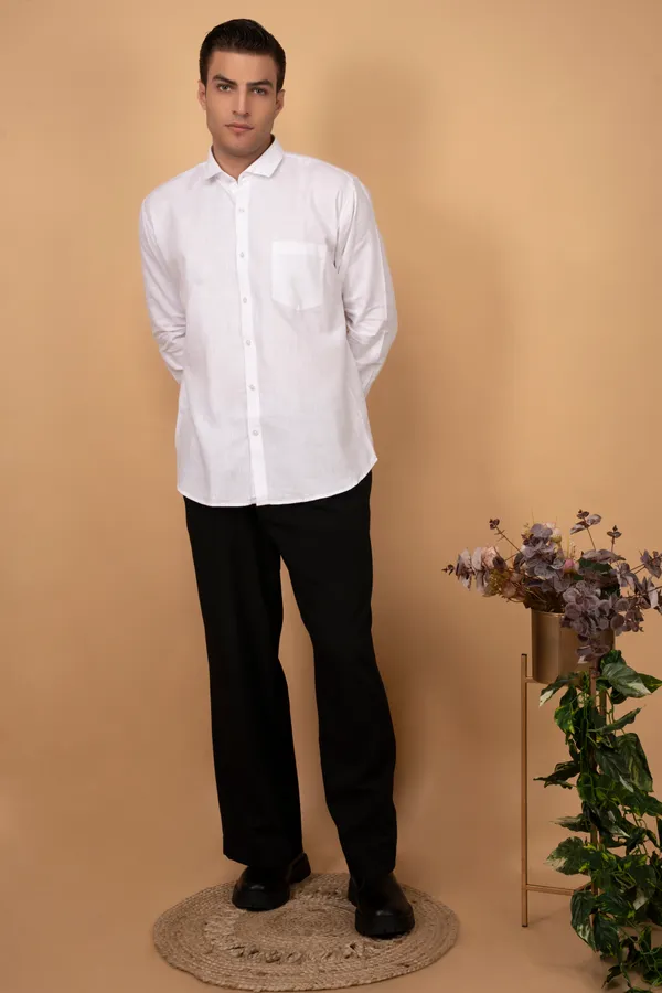 White_Premium_Linen_Cutway_Collar_Full_Sleeves_Shirts_For_Men